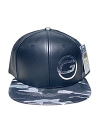 Image 3 of Polyester/Leather 2 Tone Camouflage Snap Back w Foil (G) logo