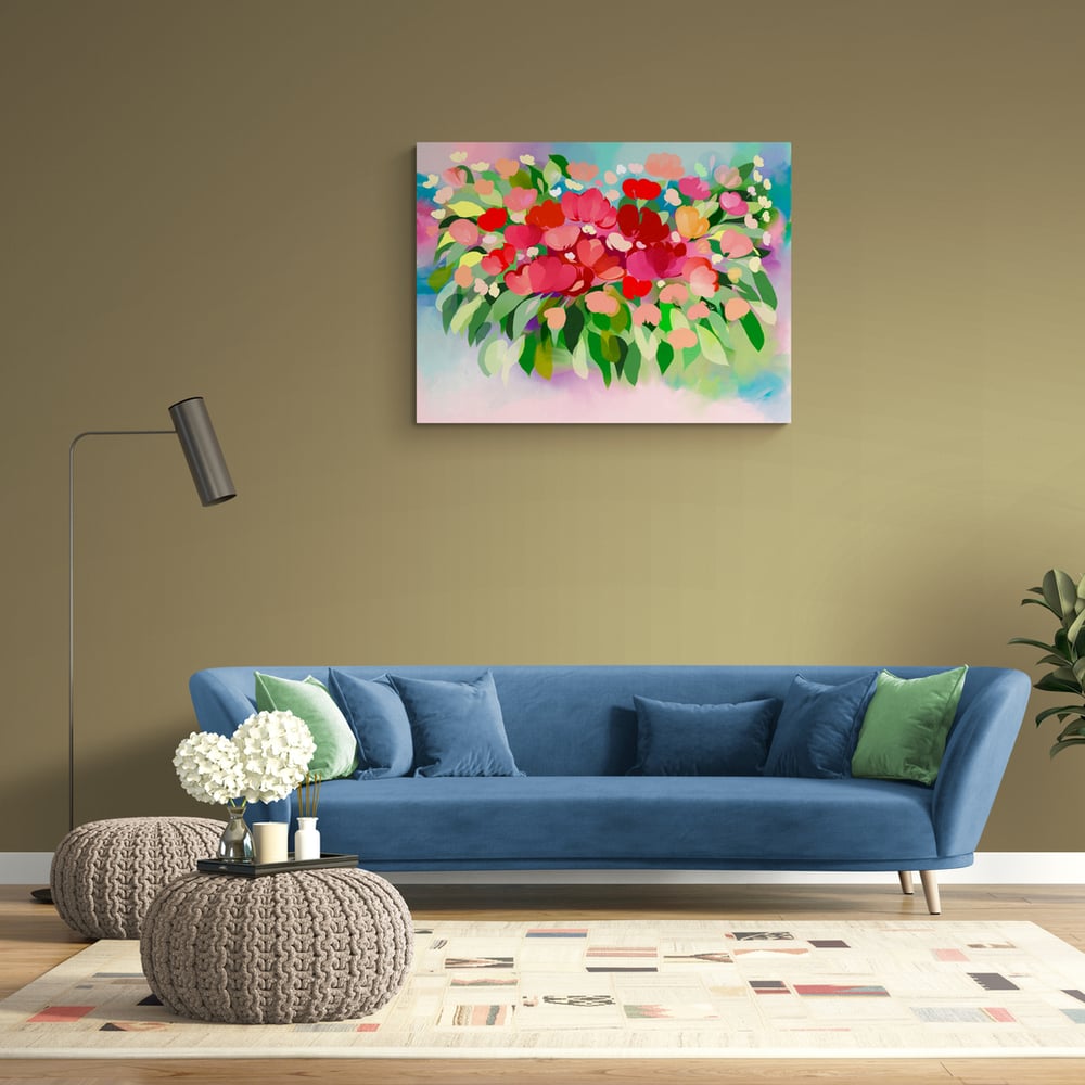 Abstract Colourful Flowers - Artwork - Canvas Print