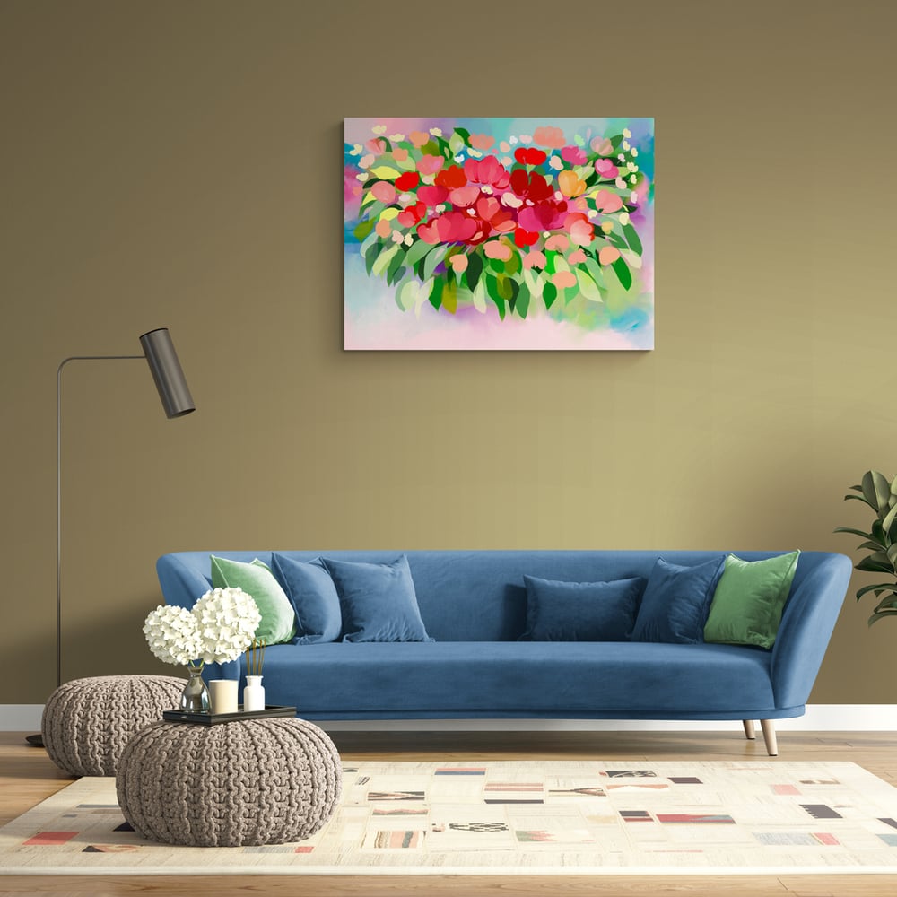  Abstract Colourful Flowers - Artwork - Canvas Print 