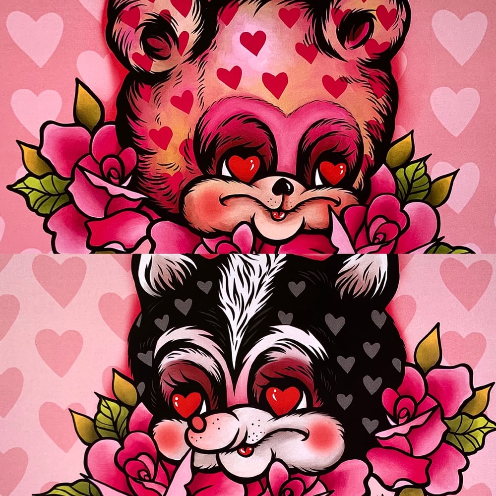 Cutie Bear and Skunk Emetic Art Prints