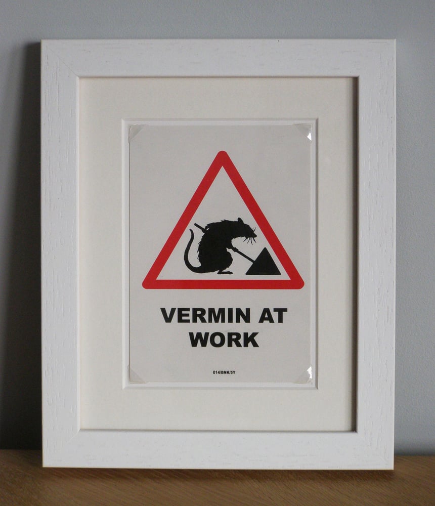 Image of Vermin at Work - Original POW Banksy sticker