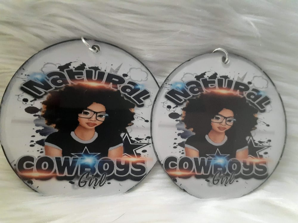 Image of Team, Natural Cowboys Girl, Afrocentric jewelry, Black culture earrings