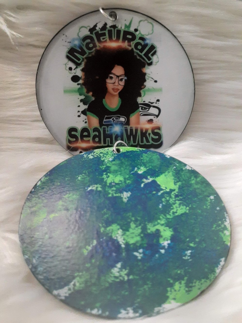 Image of Team Inspired , Natural Seahawk Girl, Afrocentric jewelry, Black culture earrings