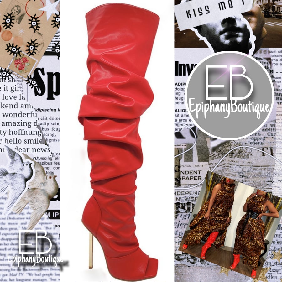 Image of The Lipstick Slouch Knee Boots
