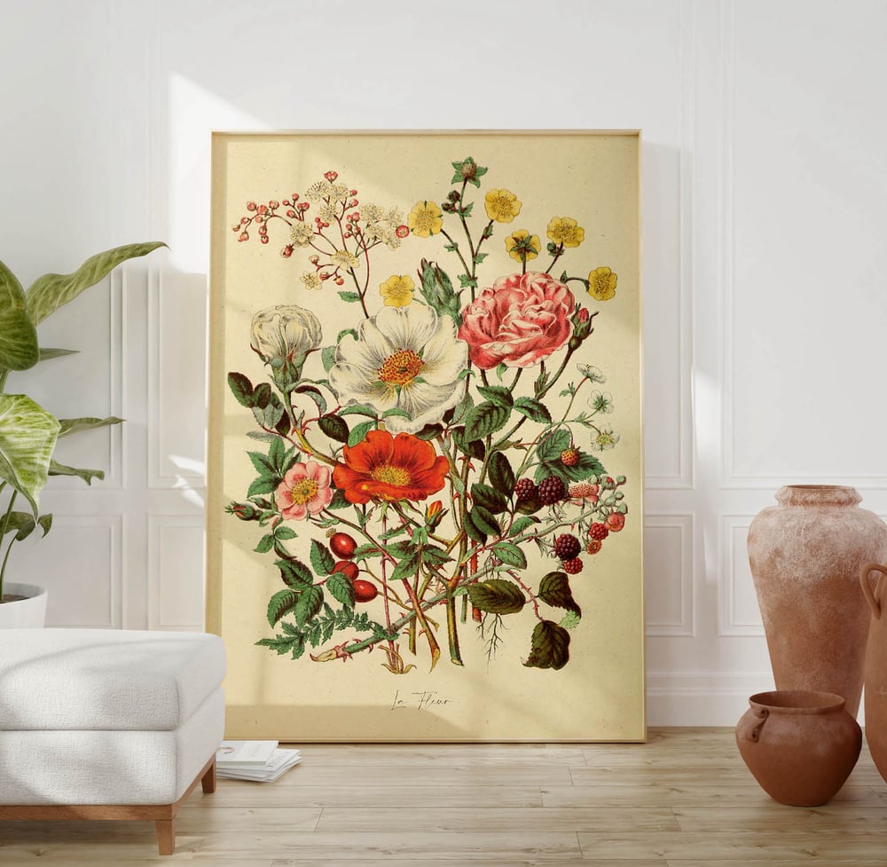 Vintage Floral Art Print Poster No 10 - Botanical Composition