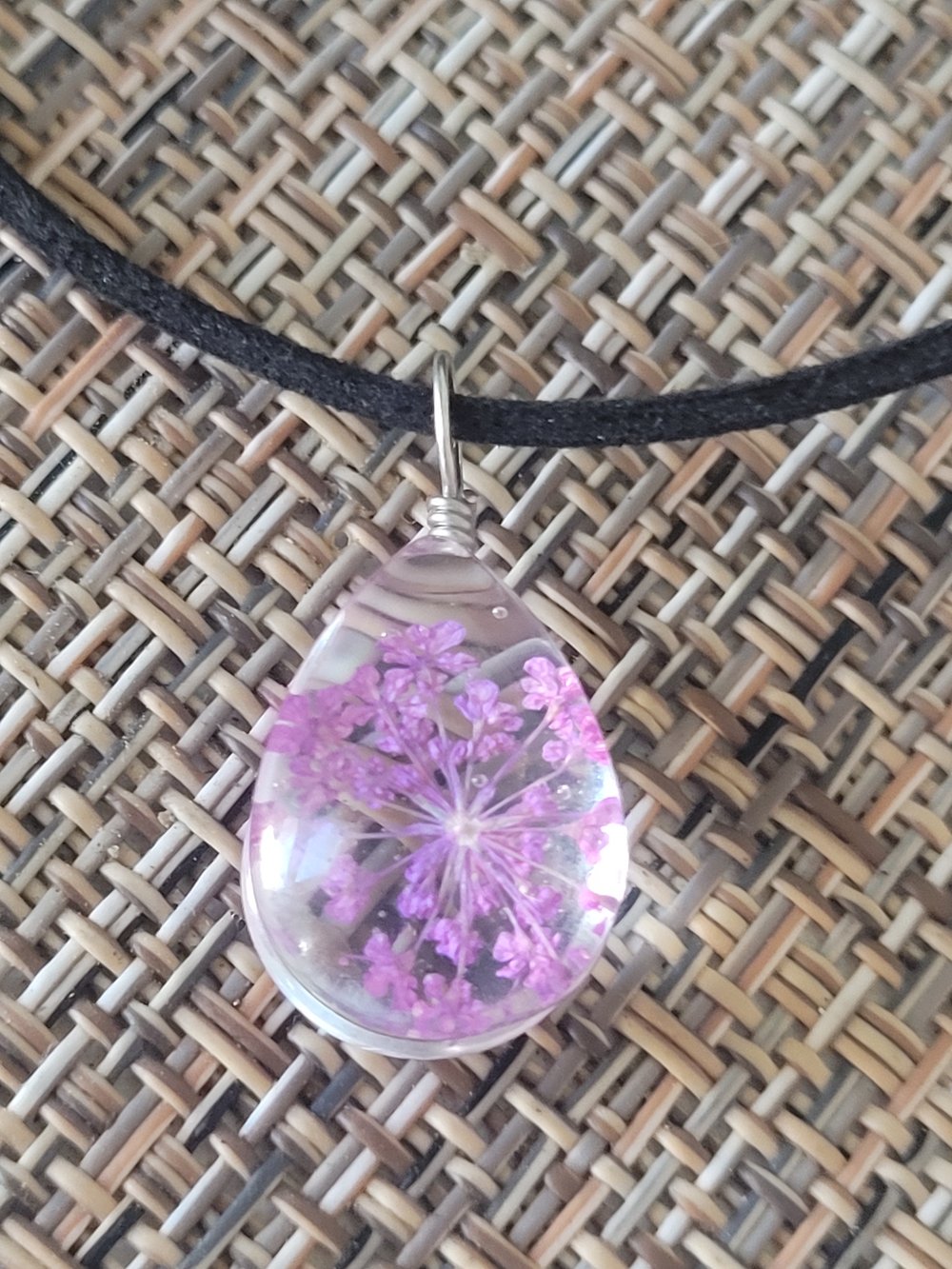 Image of PURPLE dried flower pendant necklace 