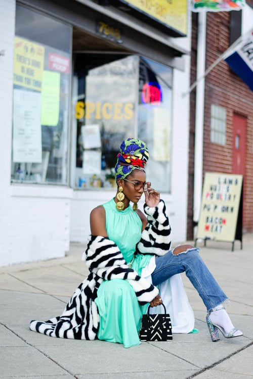 Image of Vintage 1970's Falana Mint Sleeveless Dress W/ Capelet