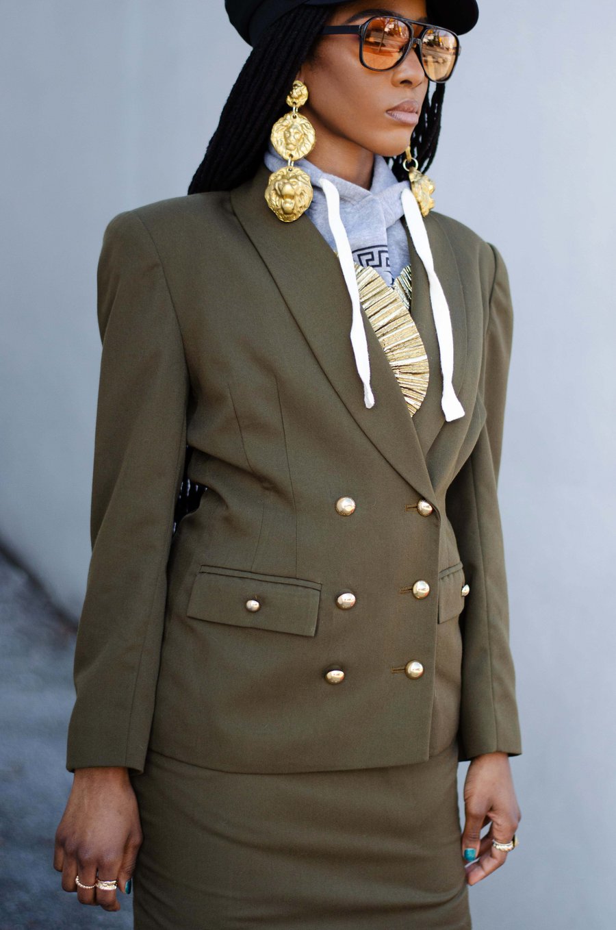 Image of Vintage Kishcha Olive Double Breasted Suit