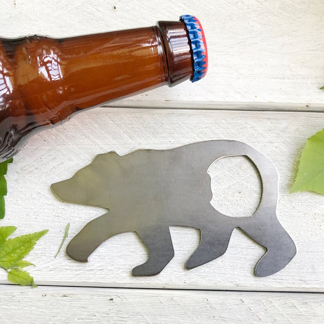 Bear Bottle Opener Raw Steel