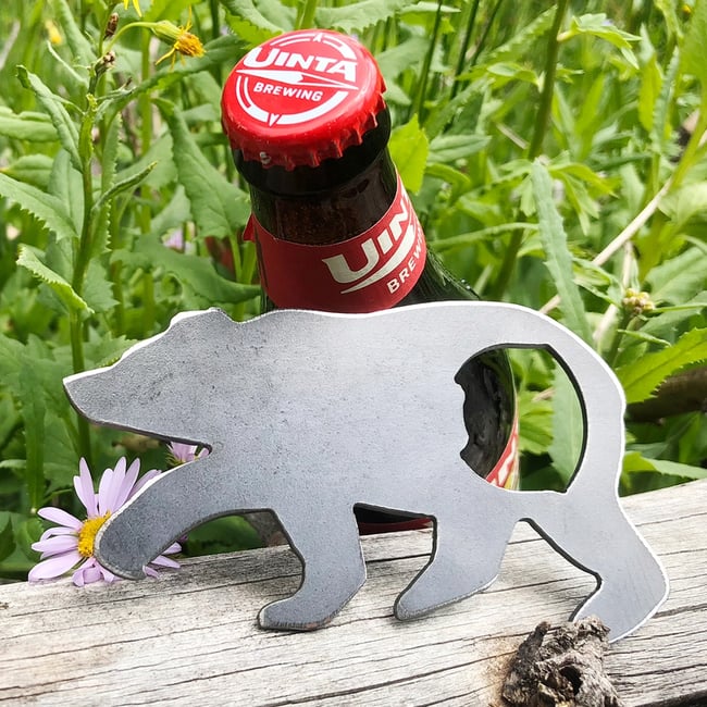 Bear Bottle Opener Raw Steel