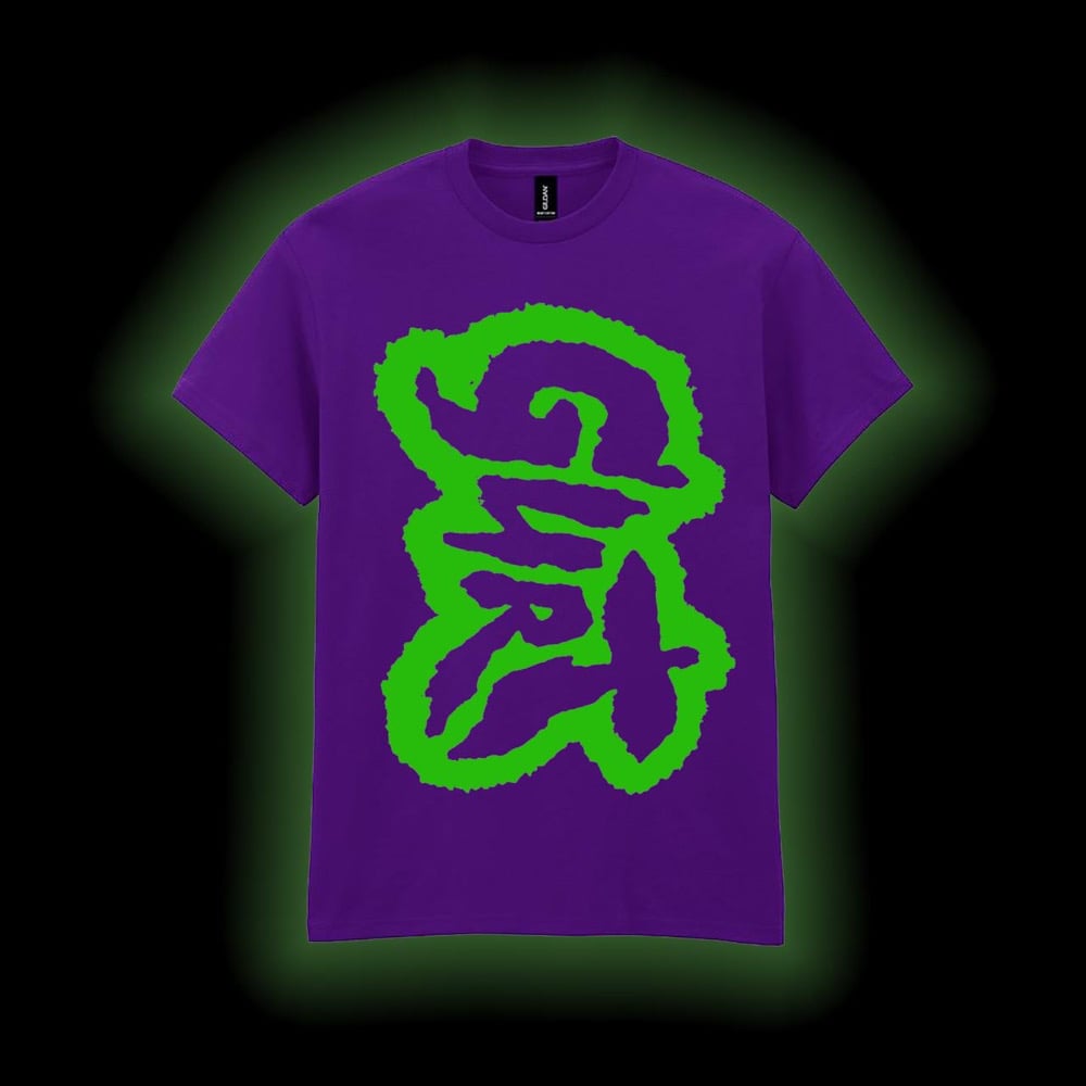 Image of MEGA LOGO SHIRT - GREEN AND PURPLE 