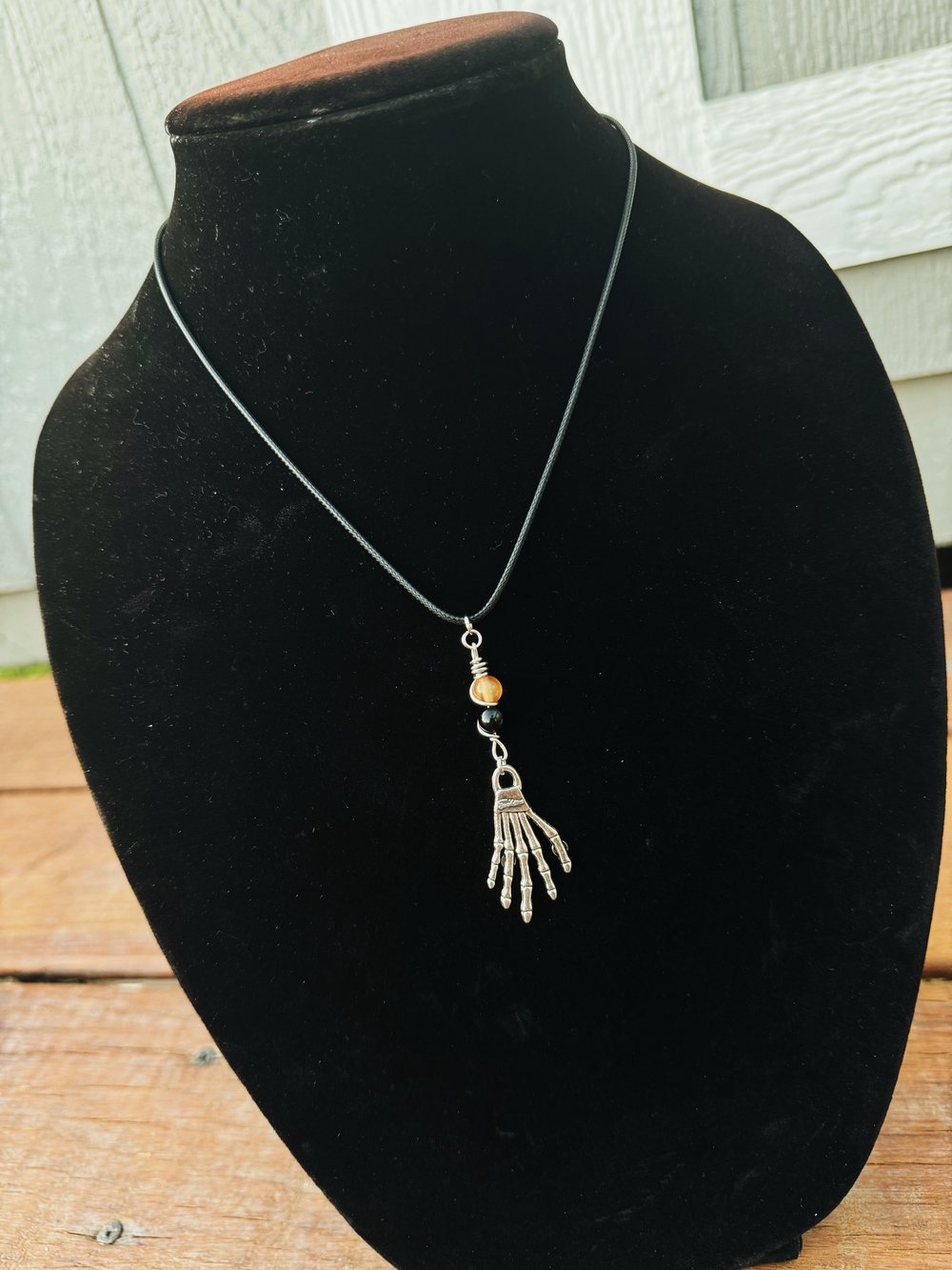 Image of "Hand that Feeds" Necklace w/ Carnelian & Obsidian