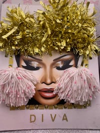 Vanilla Swirl Puff Yarn  Earrings 