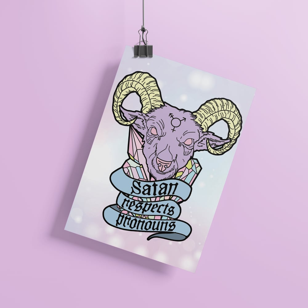 Image of Satan Respects Pronouns Art Print