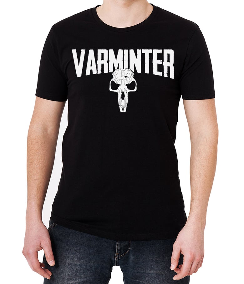 Image of Official Varminter Magazine Logo Fitted Black T-Shirt (Ground Squirrel) - Front Print Only