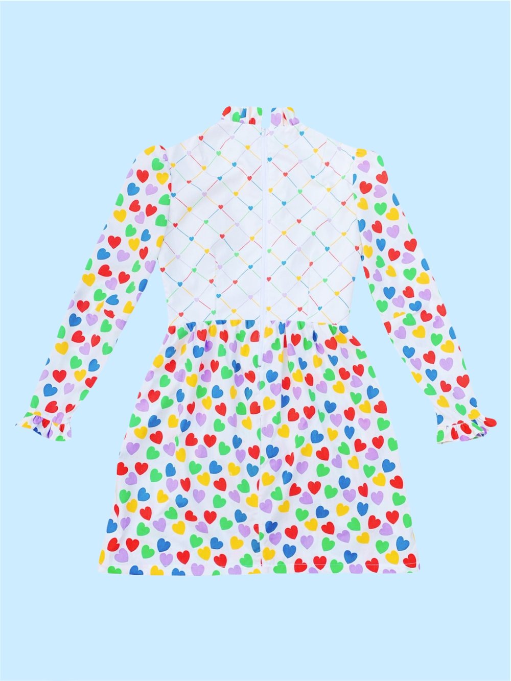 Image of Long Sleeve Fitted Ruffle Dress — Candy Hearts
