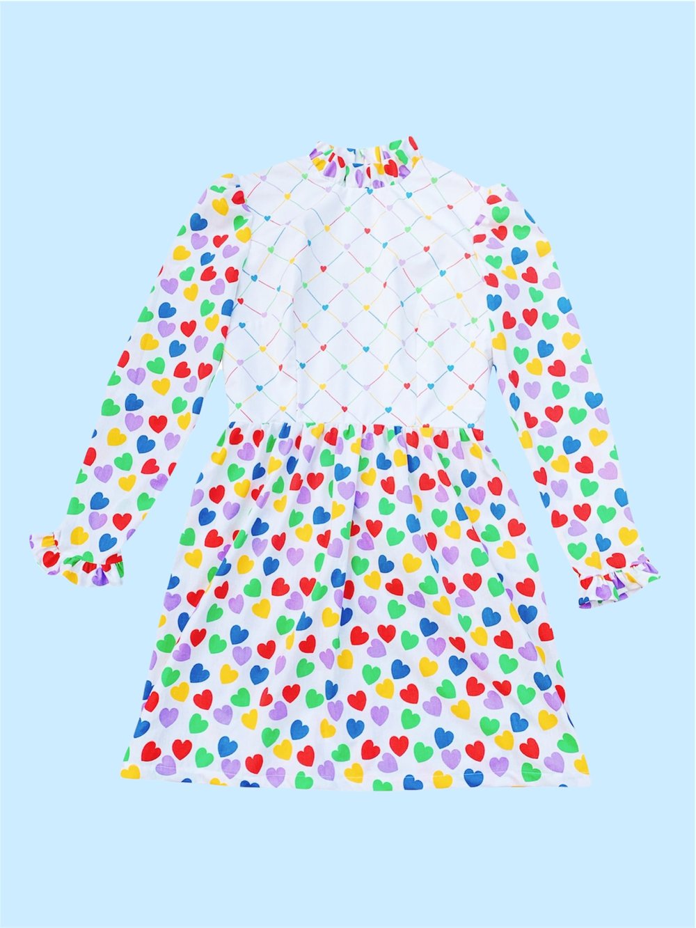 Image of Long Sleeve Fitted Ruffle Dress — Candy Hearts