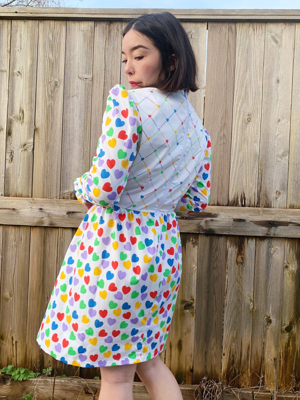Image of Long Sleeve Fitted Ruffle Dress — Candy Hearts