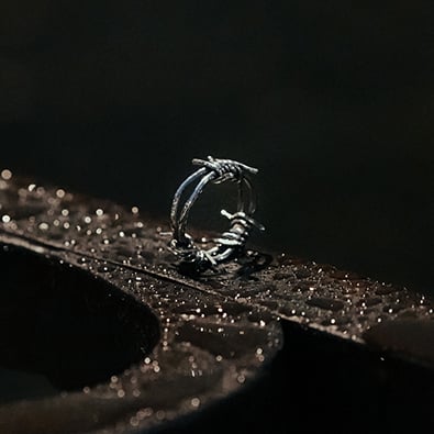 Image of Barbed wire silver ring 925