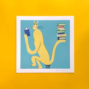 Seriously Reading Cat giclee print