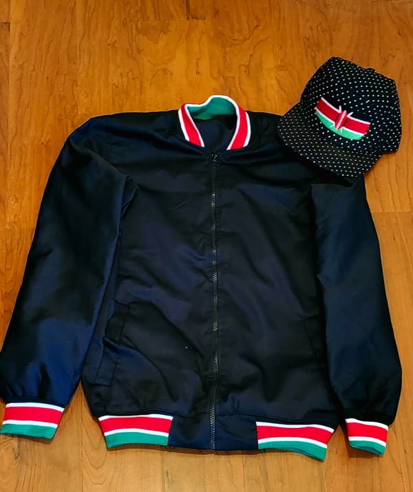 Image of Kenyan letterman jacket black