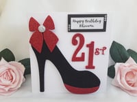 Glittered Shoe Birthday Card, Handmade Glitter Shoe Card