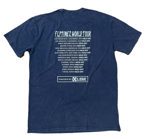 Image of FlyTimez “Word Tour” Stone Wash Tee BLUE (GLOW)