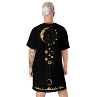 Image 4 of Celestial Inspired Black and Gold Geometry Landscape T-shirt dress