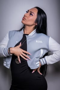 Image 1 of Grey Women Varsity Crop Double RSL Jacket