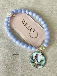 Image 2 of Purple Lace agate gemstone bracelet with enamel charm 