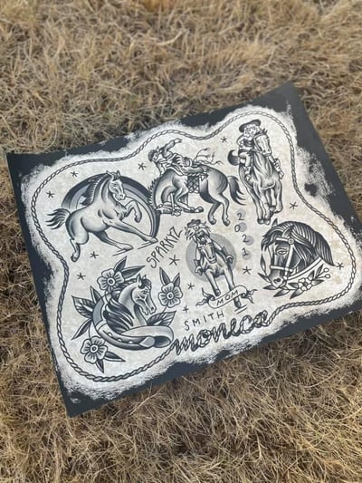 Image of Wild West black and grey painting 