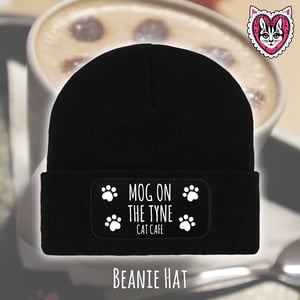 Image of Mog on the Tyne Cat Cafe Beanie Hats!