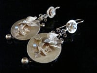 Image 1 of Stunning Victorian 15ct 18ct yellow gold natural pearl dove drop earrings