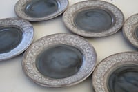 Image 2 of Custom Order for Justin - 12 Dinner Plates in Charcoal Rustic Modern Design, Handmade in USA