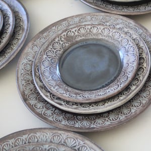 Image of Custom Order for Justin - 12 Rustic Modern Handmade Dessert Plates in Charcoal and Midnight Blue
