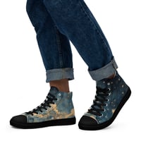 Image 2 of Celestial Night Sky Stars and Clouds Painting Men's High Top Canvas Shoes 