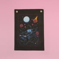 Image 1 of 'BURNING NEON' - HANDMADE WALL FLAG