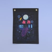 Image 1 of 'I'LL SEND YOU FLOWERS IN THE METAVERSE' - HANDMADE WALL FLAG