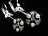 FRENCH EDWARDIAN 18CT YELLOW GOLD NATURAL PEARL DIAMOND DORMEUSE DROP EARRINGS