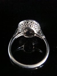 Image 5 of Art Deco Platinum sapphire four leaf clover and old cut diamond pave set ring