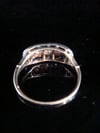 French Art Deco Platinum 18ct sapphire and old cut diamond pave 5 stone ring