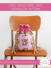 Image 1 of Lined Drawstring Bag Expansion Pattern (PDF Download)