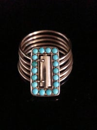 Image 1 of VICTORIAN 18CT ROSE GOLD TURQUOISE BUCKLE PEARL HAREM STACKING RING 5 ROW BAND
