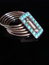 VICTORIAN 18CT ROSE GOLD TURQUOISE BUCKLE PEARL HAREM STACKING RING 5 ROW BAND
