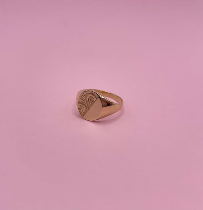 Patterned Oval Signet Ring