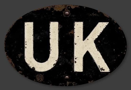 Image of Magnetic UK badge - Patina'd Black, White, Silver 180x120mm