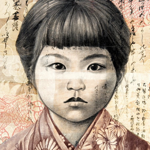 Image of Canva Art Print - "Keiko aux poissons"