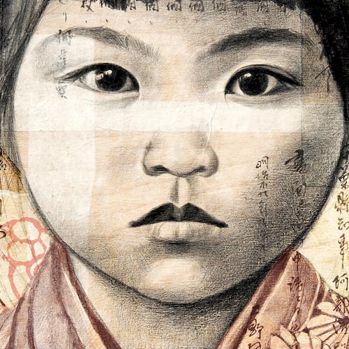 Image of Canva Art Print - "Keiko aux poissons"