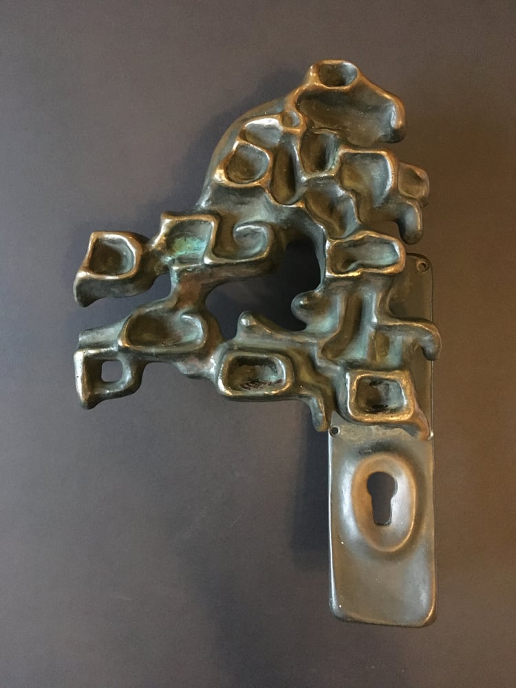 Image of Large Bronze Door Handle of Organic Form, 1980