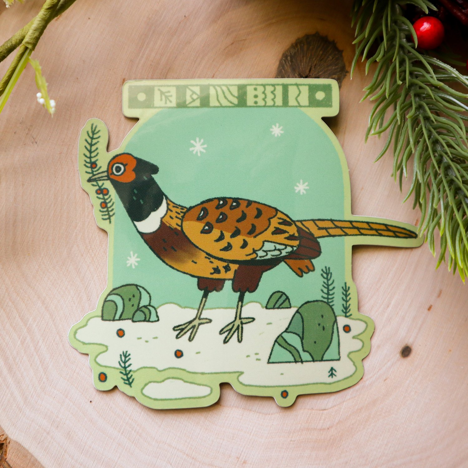 snowy pheasant sticker